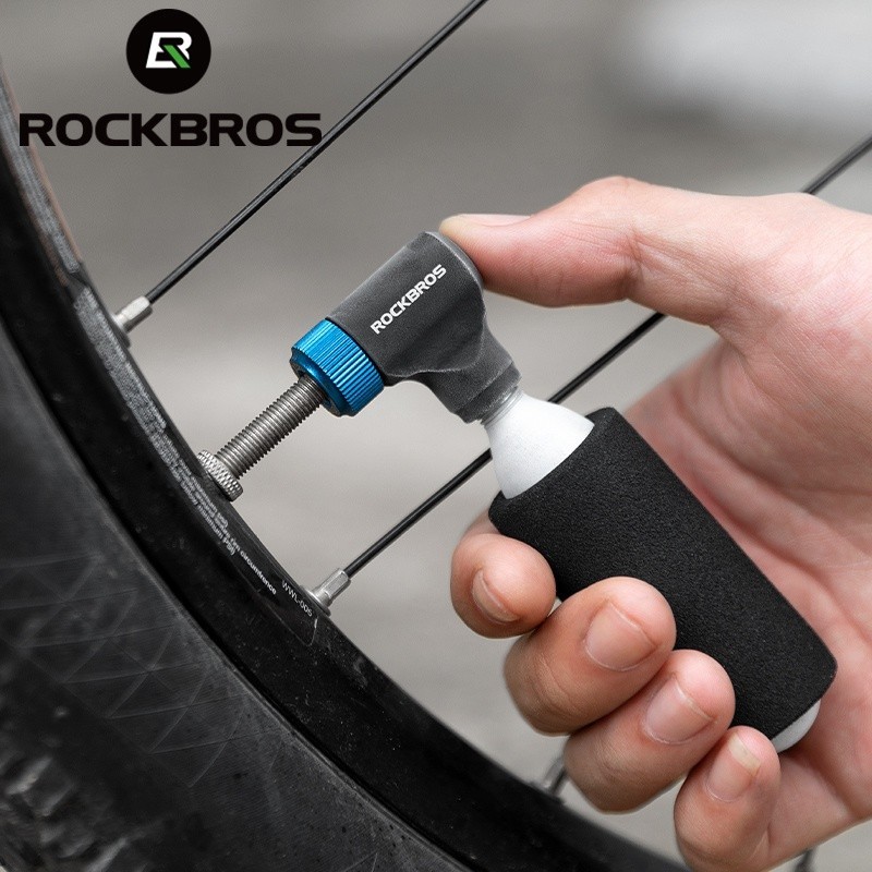 【不含 Co2】rockbros CO2 自行車打氣筒 Schrader Presta 適配器自行車充氣機鋁胎內胎迷你尺