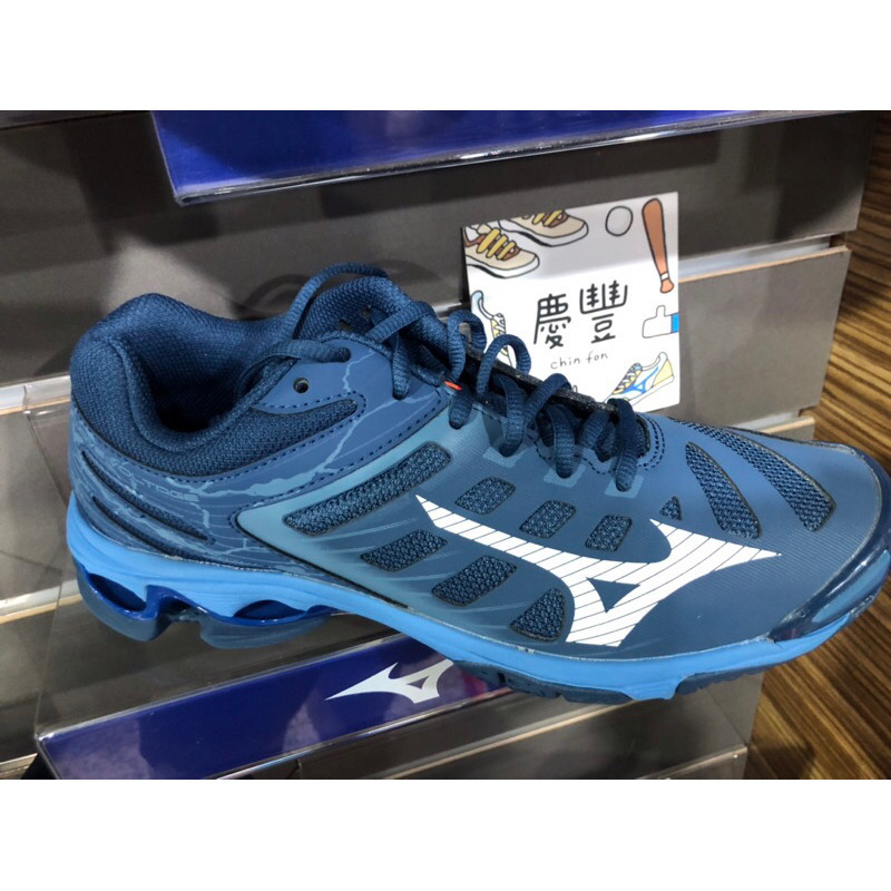 慶豐體育👟 MIZUNO 美津濃 WAVE VOLTAGE 男排球鞋-訓練 運動 美津濃 墨藍白(V1GA216021)