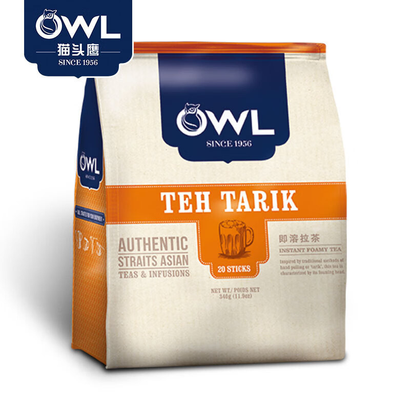 溫馨百貨 馬來西亞進口貓頭鷹(OWL) 奶茶 手工速溶拉茶奶茶粉 340g（20條x17g）
