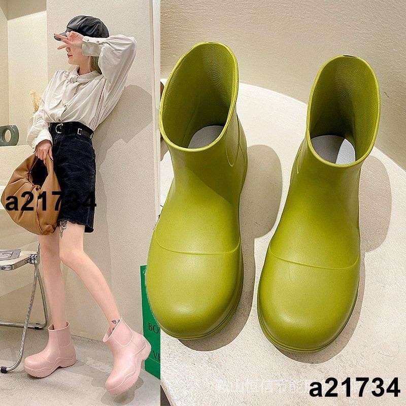 🔥台灣出貨🔥新款酪梨綠EVA厚底大頭鞋夏季時尚雨靴子短筒韓版雨鞋女鞋