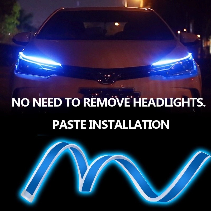 【熱銷】1 對明亮靈活的 DRL LED 燈條轉向信號白色黃色順序 LED 日間行車燈適用於汽車前照燈高品質