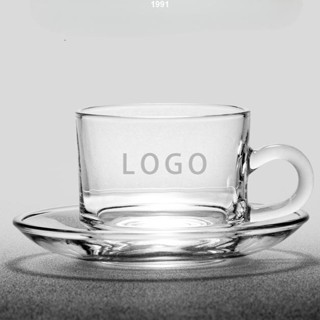客製化【玻璃杯】咖啡杯 玻璃杯 訂製logo 奶茶杯 創意廣告杯 印字刻字水杯 透明杯子帶把/1991