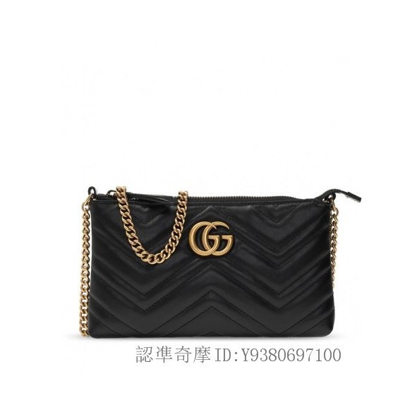 二手折扣 GUCCI MARMONT MINI 黑色 WOC 小包 斜背包 ?443447