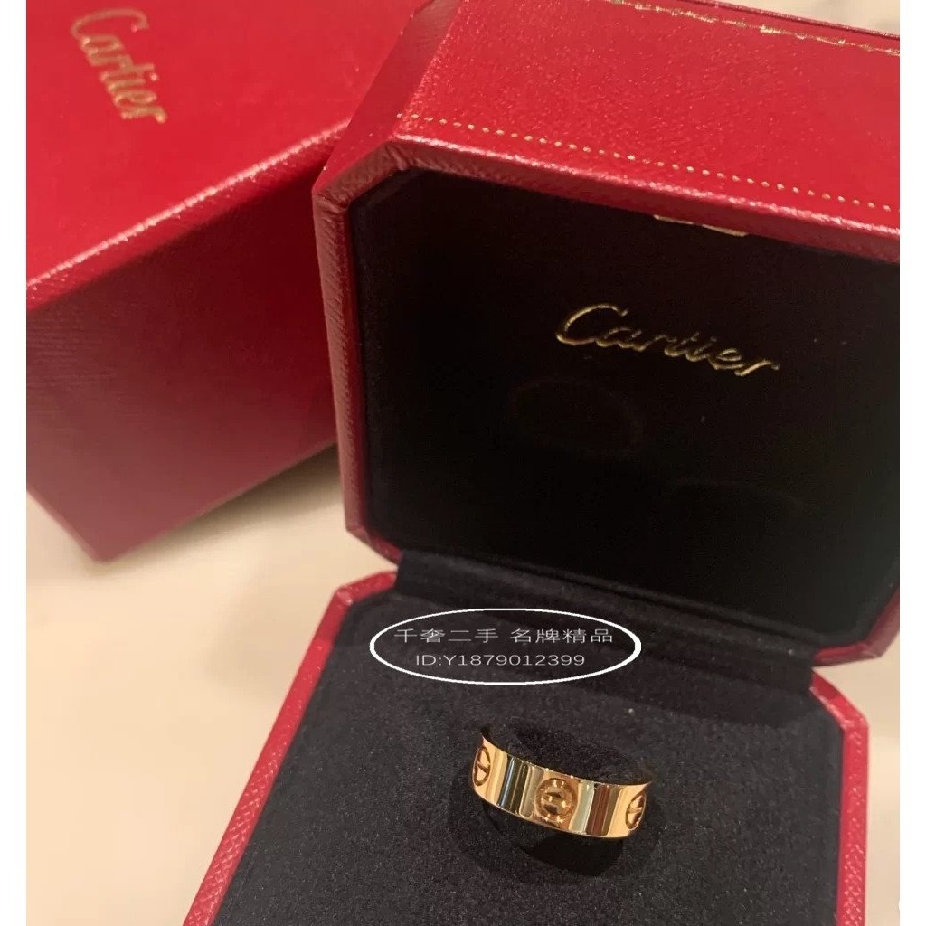 二手折扣 CARTIER 卡地亞 LOVE系列 18K玫瑰金戒指 寬版無鑽款 戒指 B4084800