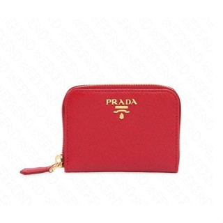 全新 PRADA Small Saffiano Logo 小款 皮革 卡夾 皮夾 零錢包 紅色 18秋冬