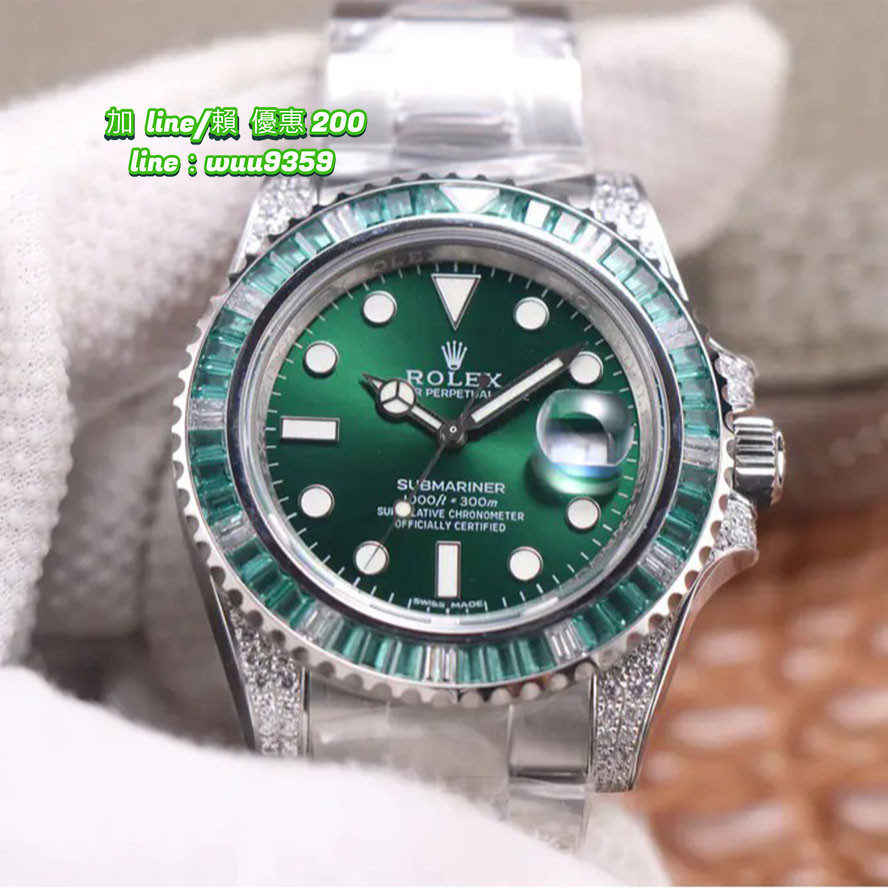 Rolex 腕錶 勞力士 手錶 歐洲訂制版綠鑽彩圈潛航者綠水鬼 男士腕錶 機械腕錶 防水手錶 精品手錶 讓鑽手錶休閒手錶