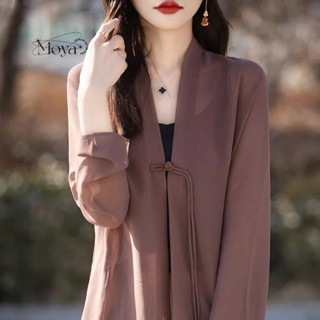 滿200出貨·新中式國風盤扣防曬衣女 雪紡襯衫 長袖防曬開衫 外搭上衣 國風上衣 新中式襯衫 復古 女生外套 開衫外套