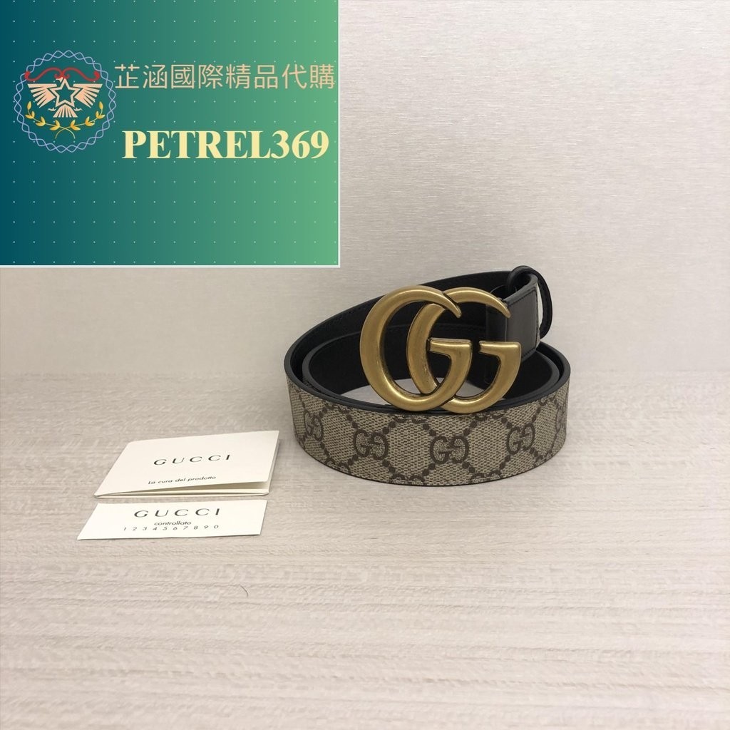 二手精品 古馳 Gucci Leather Belt With Double 雙G 皮帶 3公分 625839