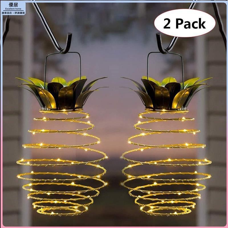 🔥爆款好物🔥太陽能菠蘿燈鐵燈籠led銅線燈串戶外防水花園裝飾吊燈