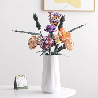 客廳插花裝飾品 花束配套10280積木lego花瓶 白色陶瓷 簡約 擺件