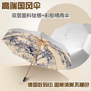 📣台灣發貨🌈檔雨傘 自動顯示溫度傘 摺疊晴雨傘兩用 自動傘雙層太陽傘 女防晒傘防紫外黑膠遮陽傘