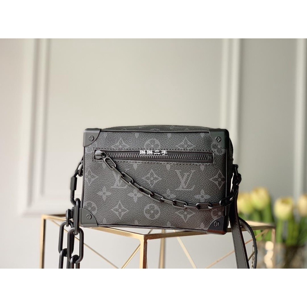 二手精品 Louis Vuitton LV Mini SOFT TRUNK 軟盒子鏈條包 M44735黑花