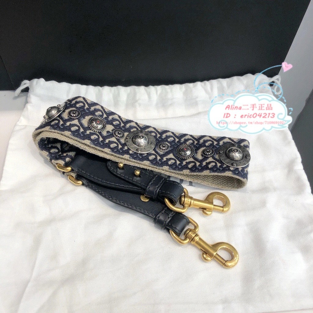 【Alina二手正品】DIOR 迪奧 Oblique 金屬鈕釘 背帶 肩帶 寬肩帶 S8554CTZQ_M928