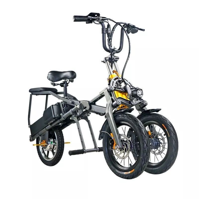 【這款是定制產品 標價為定金】簡行倒三輪電動自行車48v雙電池成人迷你折疊戶外越野代步鋰電車