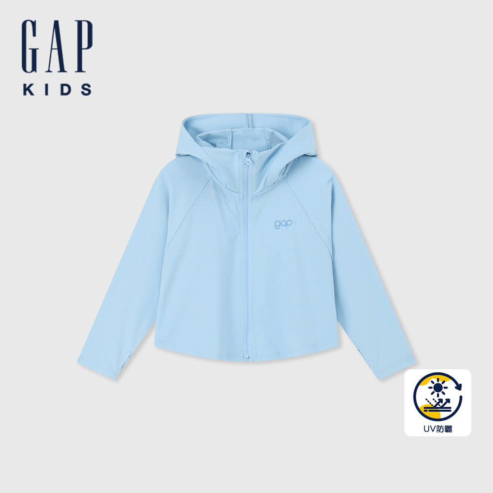 Gap 男幼童裝 Logo熊耳造型防曬連帽外套-藍色(465967)