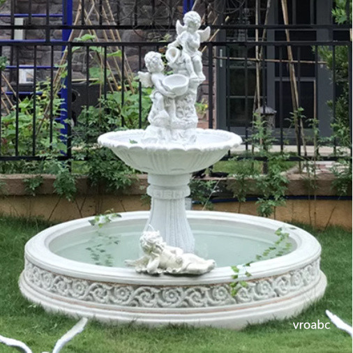 大型歐式 流水 噴泉 客廳 雕塑 戶外 假山 魚池 庭院 水景 花園 裝飾 落地 擺件