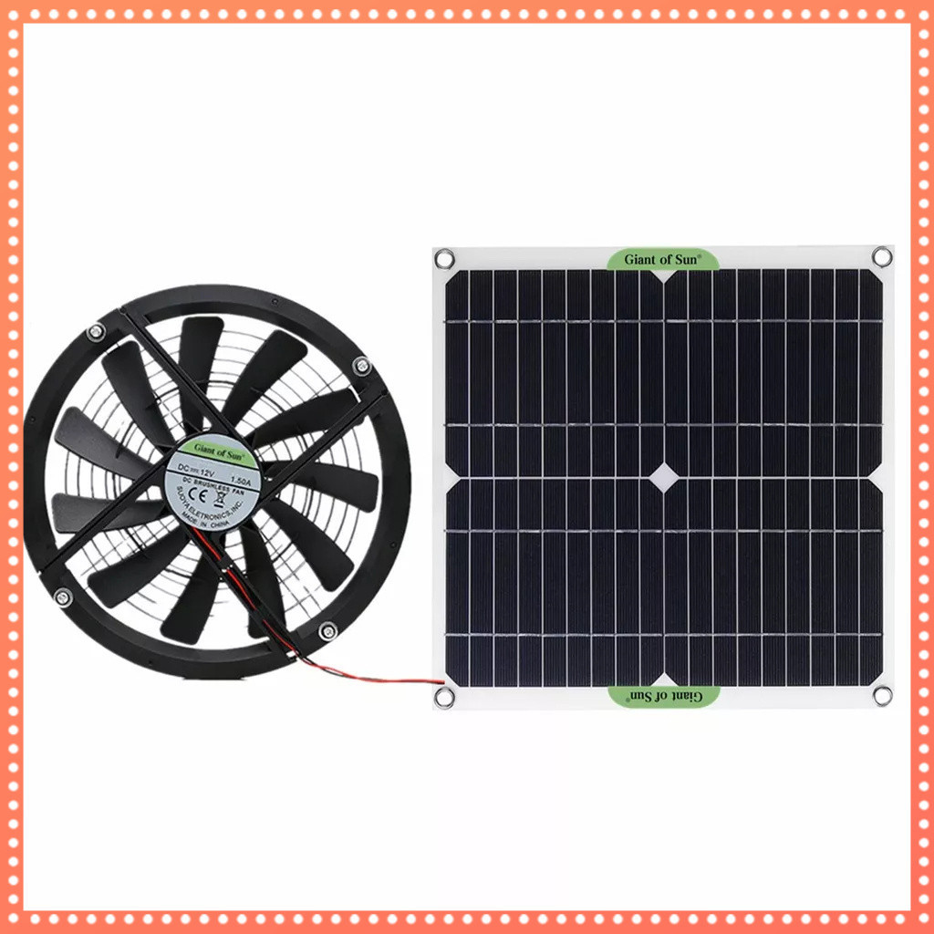 100W 單晶矽太陽能電池板太陽能膜 12V 太陽能風扇 10 英寸迷你冷卻呼吸機太陽能排氣扇太陽