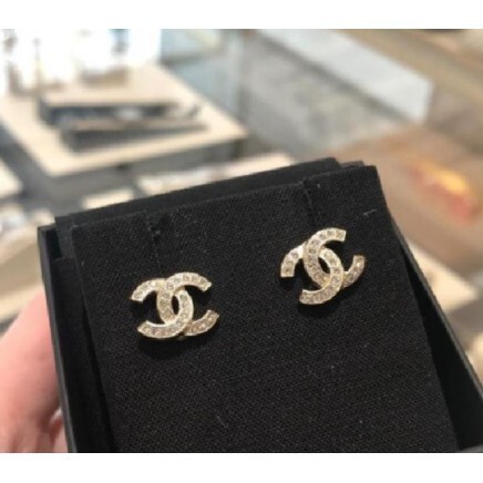 二手正品 CHANEL A64766 珍珠 金雙C 耳針式 耳環 現貨