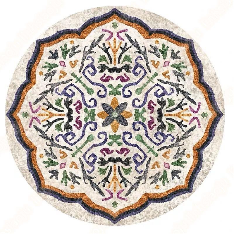 新品推薦QAS北歐民族風圓形客廳地毯民宿毯美式摩洛哥臥室床邊龍蝦椅地毯地墊