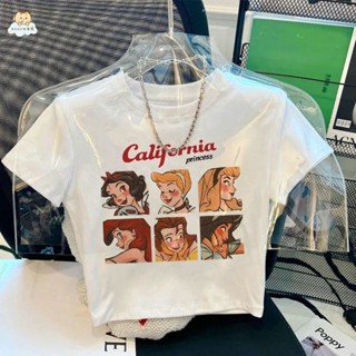新款 女童短袖上衣 女童短袖 t恤 新款夏季棉質時尚露臍半袖短款兒童韓系修身高腰