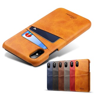 ❀╬牛皮紋帶卡夾手機殼 適用蘋果手機皮套 iPhone11 ProMax XS/XR手機保護套 PU小牛紋雙插卡後殼