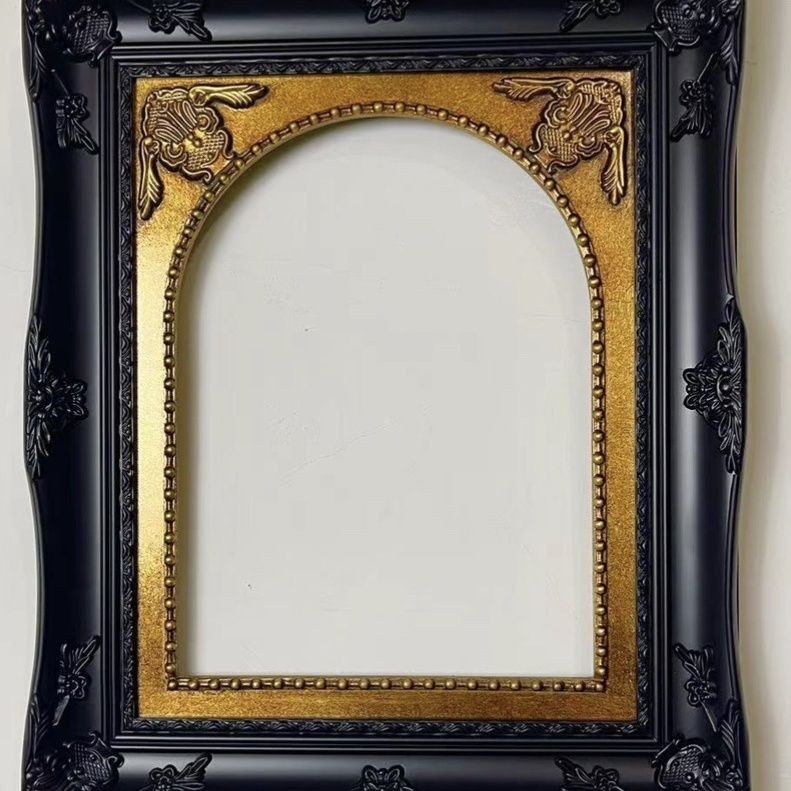 雙色油畫框拱門形油畫框異形相框定制歐式復古鏡框實木油畫裝裱框