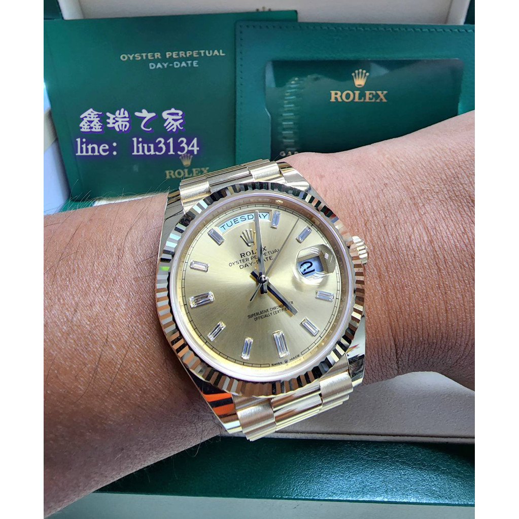 ROLEX 228238 勞力士 DAYDATE 黃K金 金面 刻度鑽 總統鍊錶帶 41mm 22.07