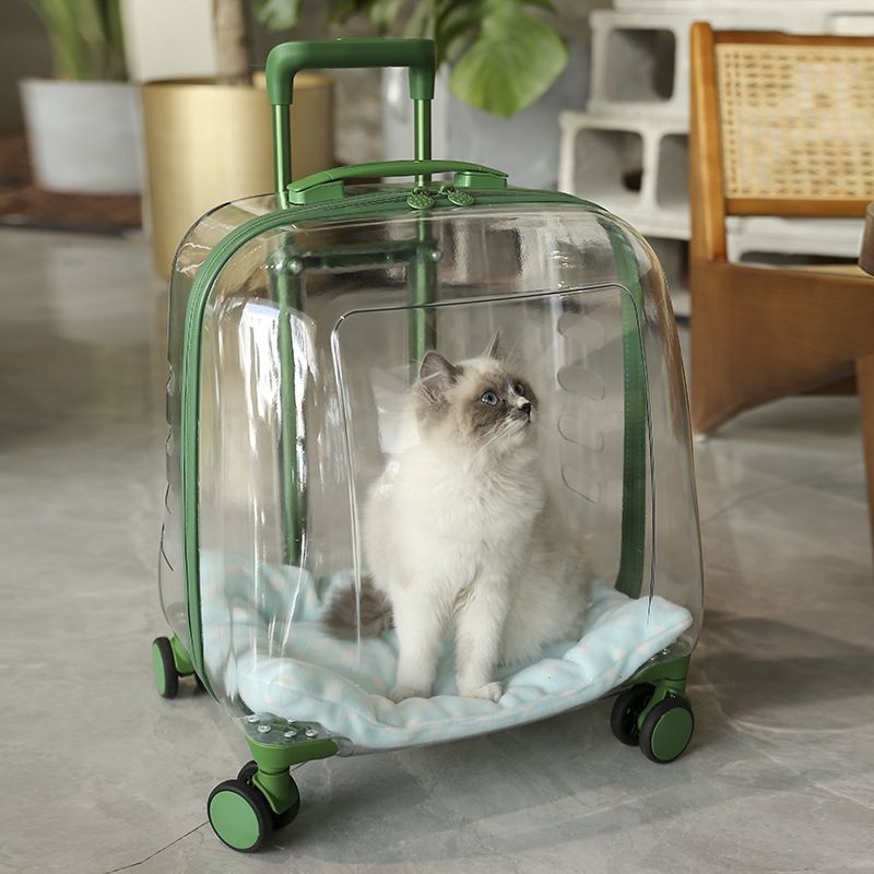 寵物拉桿箱貓包外出便攜透明貓咪行李箱兩衹大容量狗狗推車航空箱 HMTE