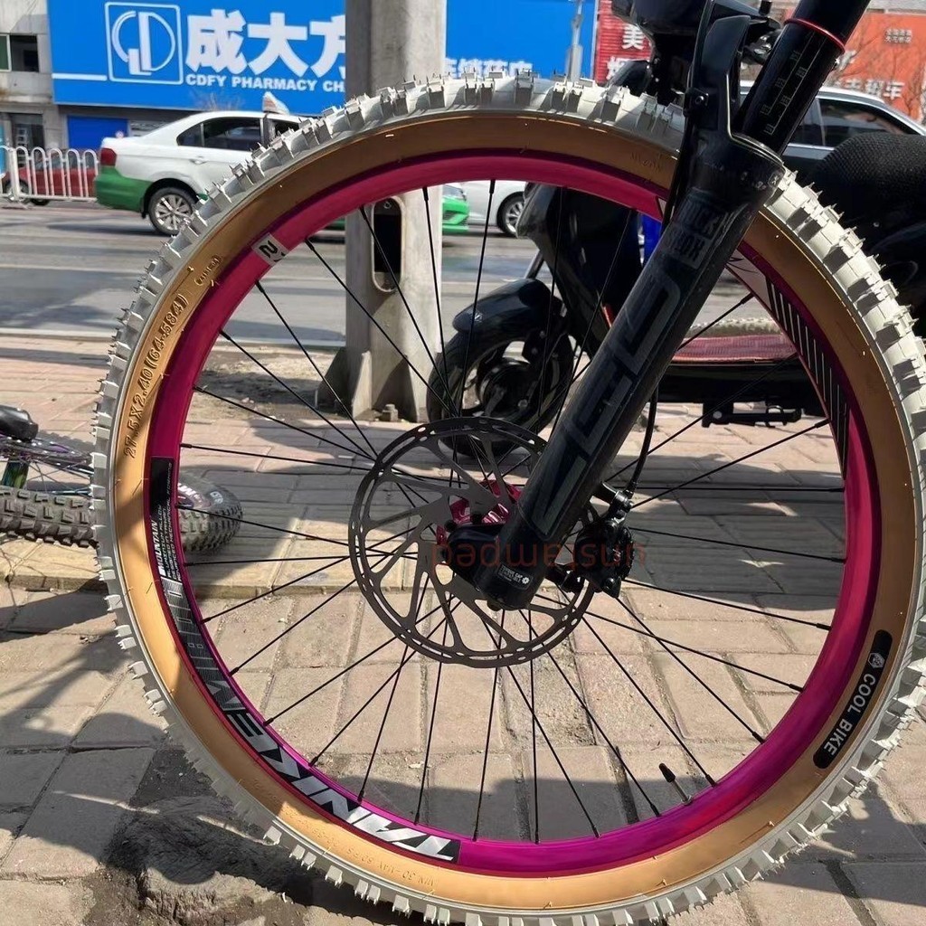 [可開發票】COOL BIKE 2024 白色山地車輪胎黃邊自行車外胎27.5×2.4折疊防刺unstamped