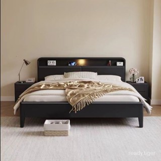 免運客製可代組裝儲物床架床墊北歐實木床黑色現代簡約主臥大床簡易床雙人複古臥室氣壓儲物床