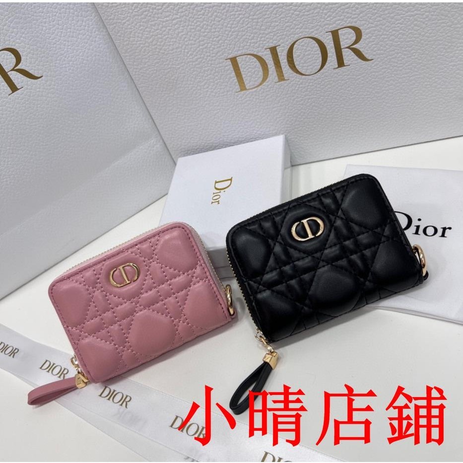 小晴二手/Dior/迪奧 短夾 皮夾 零錢夾 卡夾 錢夾 錢包標誌拉鏈頭采用柔軟的小羊皮革精