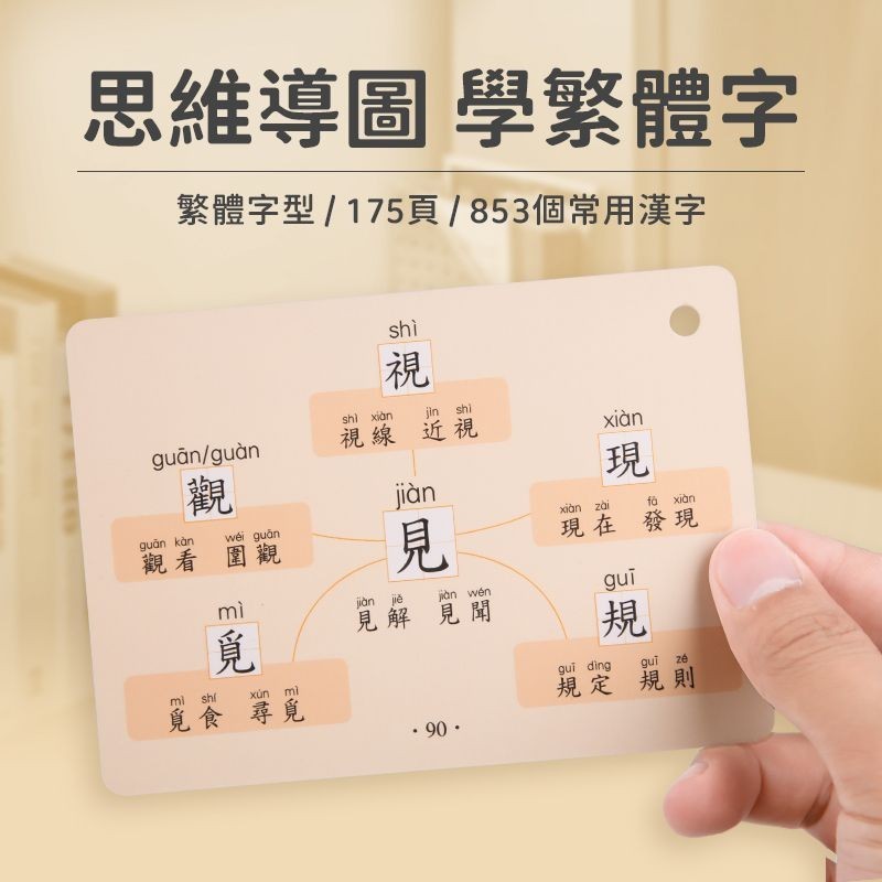🎯中大童 繁體字兒童語文思維導圖識字卡速記漢字小學認字卡中文幼兒啟蒙早教學習