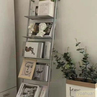 熱賣~~ins中古落地多層報刊置物架工作室拍攝陳列展示雜誌收納落地書架 多功能置物架 儲存櫃 書櫃 茶幾-yoahuan