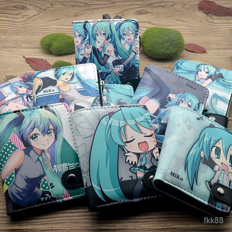 新款初音未來日係短款錢包Miku可愛週邊卡通二次元學生零錢包卡包 2QQ7