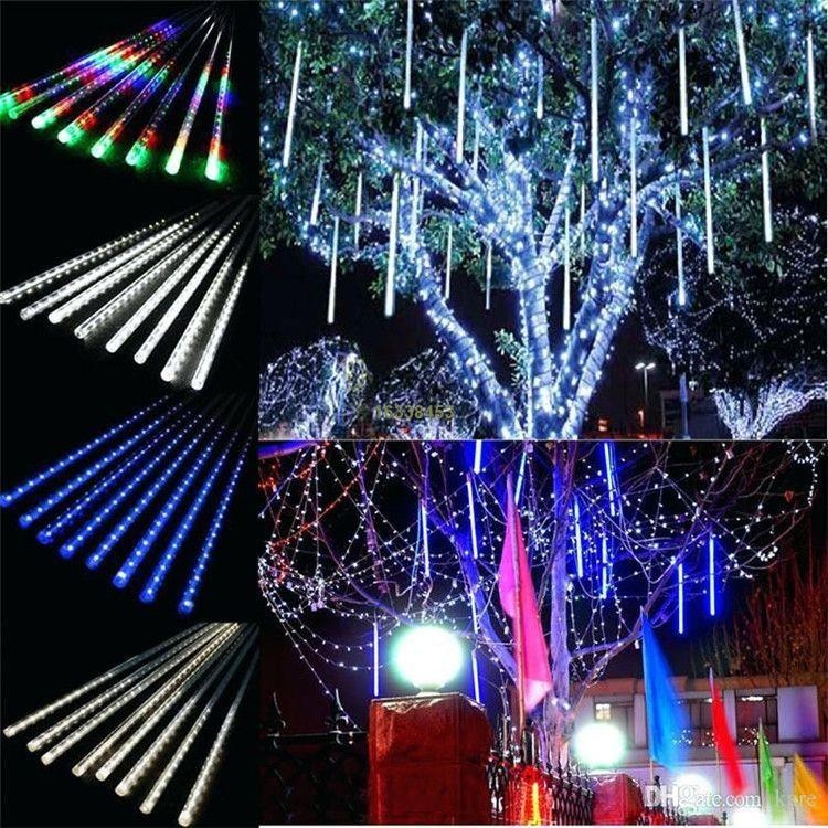 LED太陽能流星雨燈串 花園陽台聖誕派對景觀裝飾太陽 110V插電流水燈庭院樹燈 &lt;過去alTD&gt; 戶外防水掛樹彩燈串