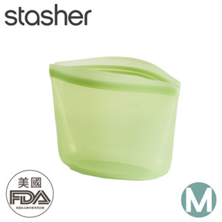 【Stasher 美國 碗形矽膠密封袋-M《綠》】ST0107008/登山/露營/食物袋/保鮮袋/收納袋