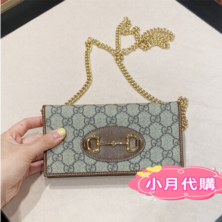 歐洲代購 GUCCI 古馳 15 WOC 鏈帶錢包 馬銜扣 帆布 621892 功能長夾 鏈條包 斜背包 皮夾 免運