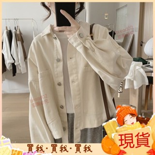 2024新款💝100%棉工裝外套女秋季新款韓版寬鬆顯瘦大口袋長袖複古簡約上衣 1BLL