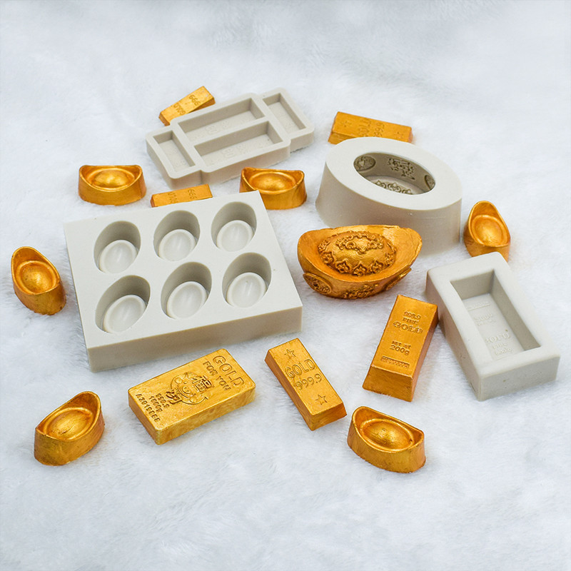 模具廠家 蛋糕金條金磚翻糖模具 新年過年中國風元寶蛋糕裝飾巧克力模具 烘焙模具 矽膠模具
