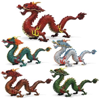 ✨甄選新品✨實心模擬動物模型中國龍 東方吉祥神獸五爪銀龍紅龍擺件模型h6🎇x6