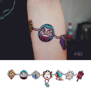 和風達摩手鍊手環 K34【WAWA TATTOO】小清新男女防水微紋身貼紙刺青貼紙