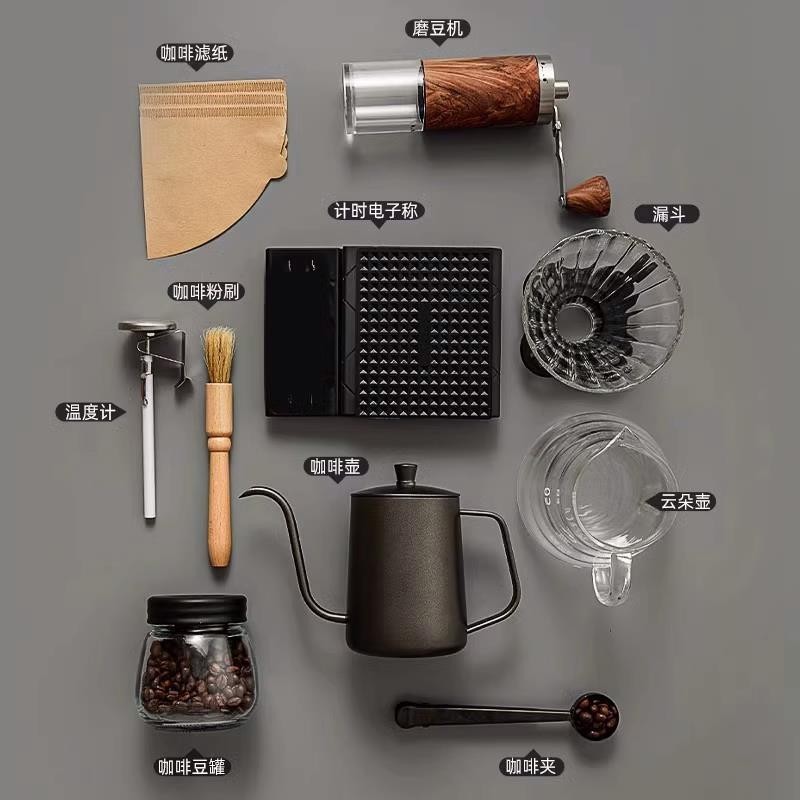 「免開發票」手沖咖啡壺套裝手磨咖啡機手搖家用小型咖啡豆研磨器具全套咖啡機j4w3a4eb2g