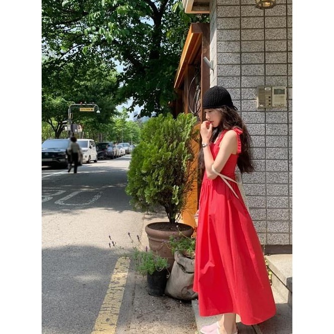 【Codibook】韓國 From Beginning 蕾絲綁帶無袖連身及踝禮服［預購］長洋裝 細肩帶緞面洋裝 女裝