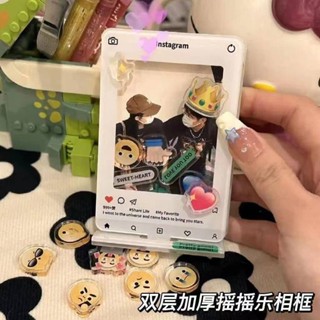 品質保固💖亞克力立牌 抖音ins創意拍立得照片亞克力相框拍立得3寸照片愛豆小卡展示 立牌免運