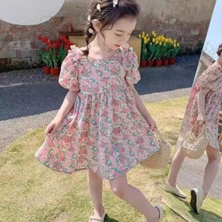 BaByGo.女童連衣裙夏季2024新款碎花兒童寶寶夏裝洋氣公主裙子
