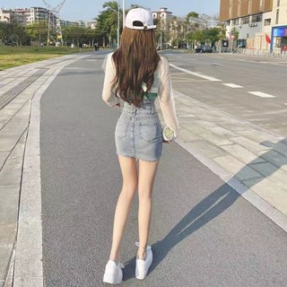 臺灣出貨 高腰牛仔短裙女夏季a字半身裙彈力緊身裙子淺色顯瘦牛仔裙包臀裙 牛仔短裙 顯瘦褲裙 包臀牛仔裙 女生短裙 A字裙