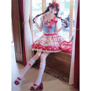 台灣免運🎀 甜美減齡洛麗塔設計感吊帶背心夏季新款洋氣超仙蓬蓬半身裙套裝女 洛麗塔 連衣裙