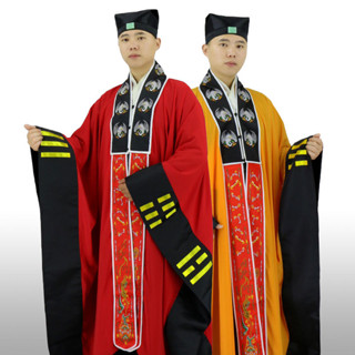 居士服 道士服 道士服裝八卦經衣高功服武當山太極服男道袍長袍龍領刺繡仙鶴法衣臺灣出貨道袍