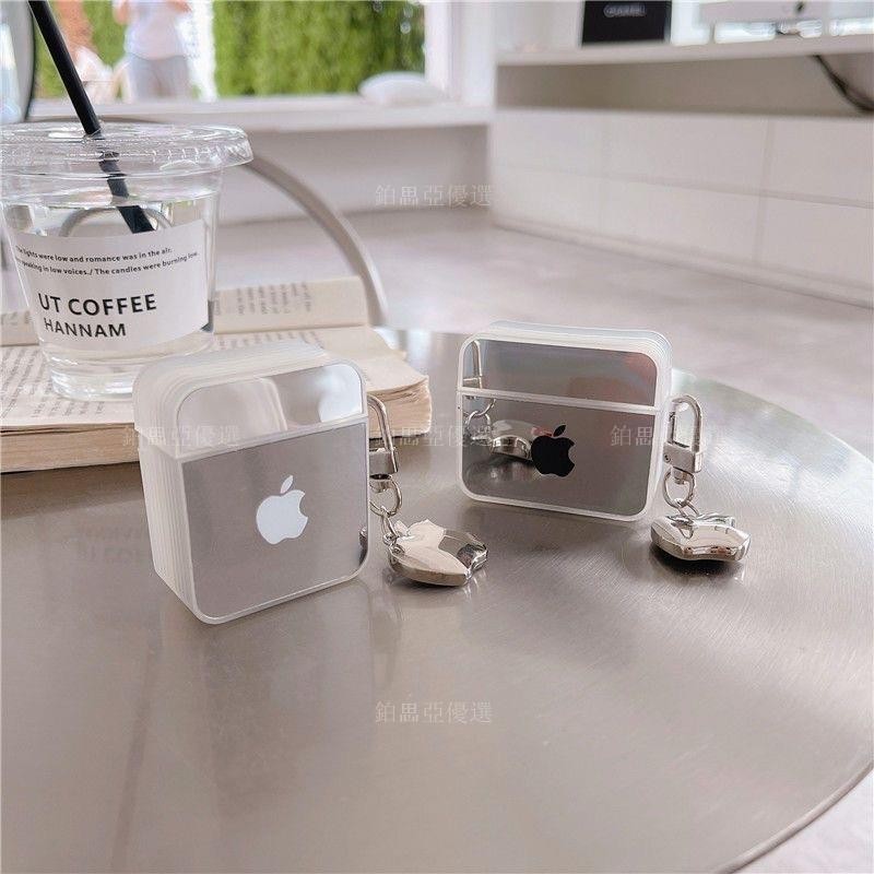 ✨方形鏡面 Airpods 1/2/Pro/3代保護套 蘋果logo鏡面 蘋果藍芽耳機Airpods Pro2保護殼
