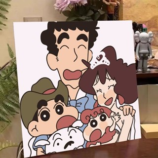 精選商品 蠟筆小新全家福diy數字填色畫兒童自己動手塗色油彩小孩臥室裝飾